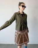 Green Patterned Lace Up Shirt #250410